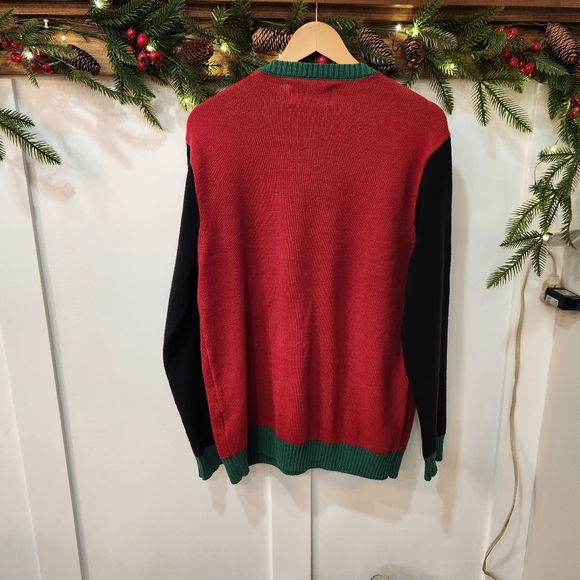 Ugly Christmas Sweater Let It Glow Reindeer Sweater Men's Large Red Green Black - Picture 2 of 13